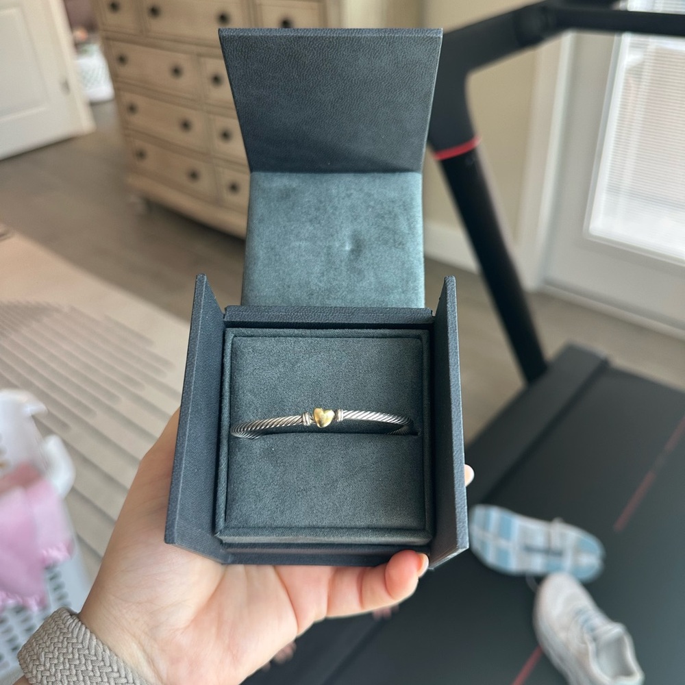 David Yurman Silver Bracelet with Gold Heart